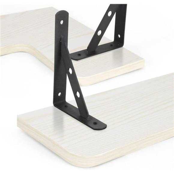 Corner Floating Shelves Wall Set of 4, Natural Mounted Rustic Wood Shelves - Picture 4 of 6